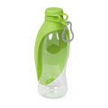Green water bottle with a clear section on a white background
