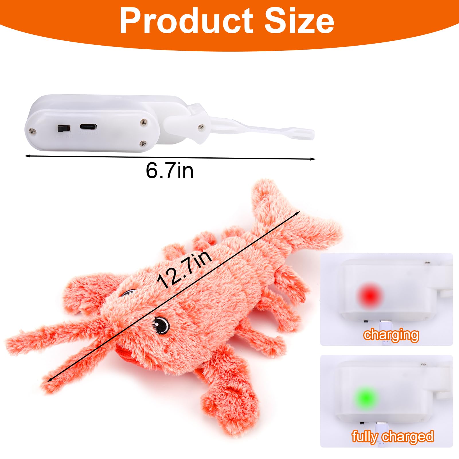 Mity Rain Interactive Lobster Dog Toy - Keeps Small, Medium & Large Dogs Busy Indoors & Outdoors - Rechargeable, Plush & Squeaky