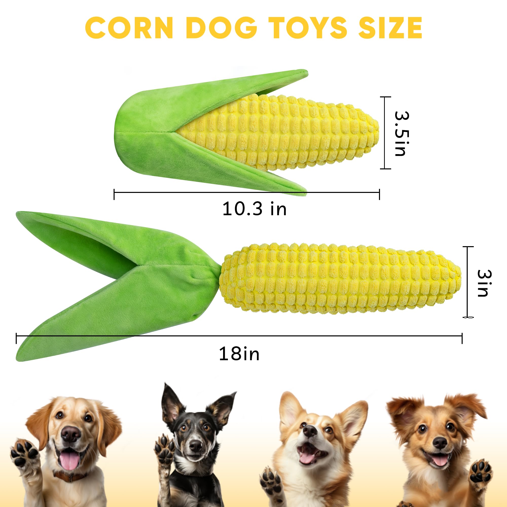 Vitscan Tough Dog Toys for Not Aggressive Chewers, Durable Dog Chew Toys for Small Medium Large Dogs,Interactive Crinkle Squeaky Dog Toys to Keep Them Busy Corn Plush Puppy IQ Training Dogs Puzzle Toy