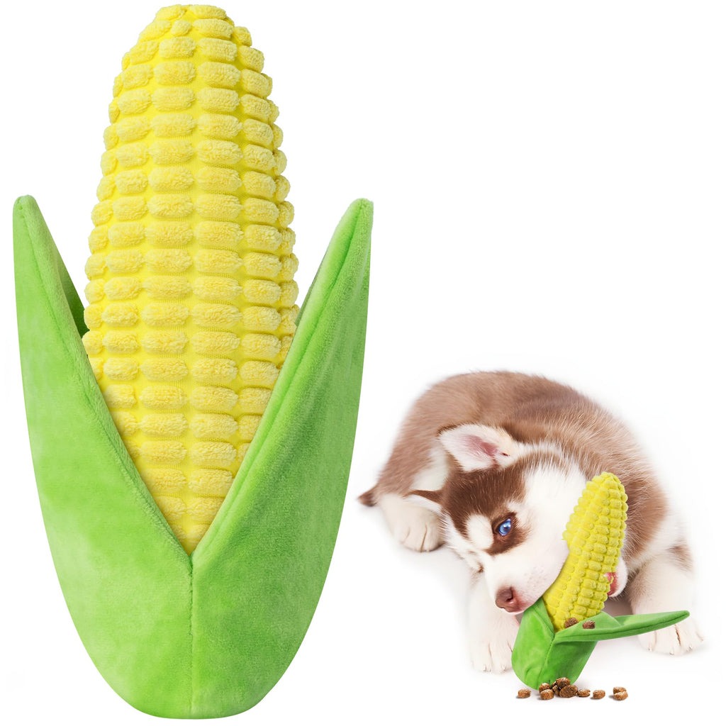 Vitscan Tough Dog Toys for Not Aggressive Chewers, Durable Dog Chew Toys for Small Medium Large Dogs,Interactive Crinkle Squeaky Dog Toys to Keep Them Busy Corn Plush Puppy IQ Training Dogs Puzzle Toy