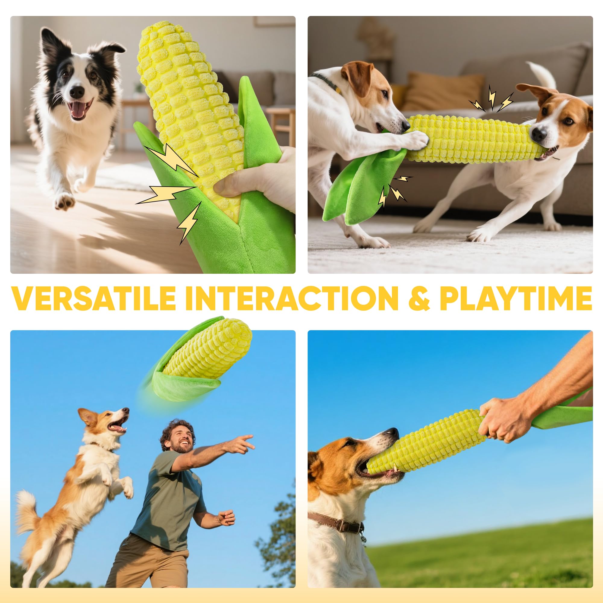 Vitscan Tough Dog Toys for Not Aggressive Chewers, Durable Dog Chew Toys for Small Medium Large Dogs,Interactive Crinkle Squeaky Dog Toys to Keep Them Busy Corn Plush Puppy IQ Training Dogs Puzzle Toy
