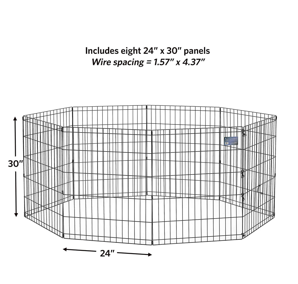 MidWest Homes for Pets 30-Inch Exercise Pen, for Indoor and Outdoor use, 16 Sq Feet of Play, Folding Dog Pen, No Door Design for Maximum Security, Easy to Set Up, Foldable Dog Playpen