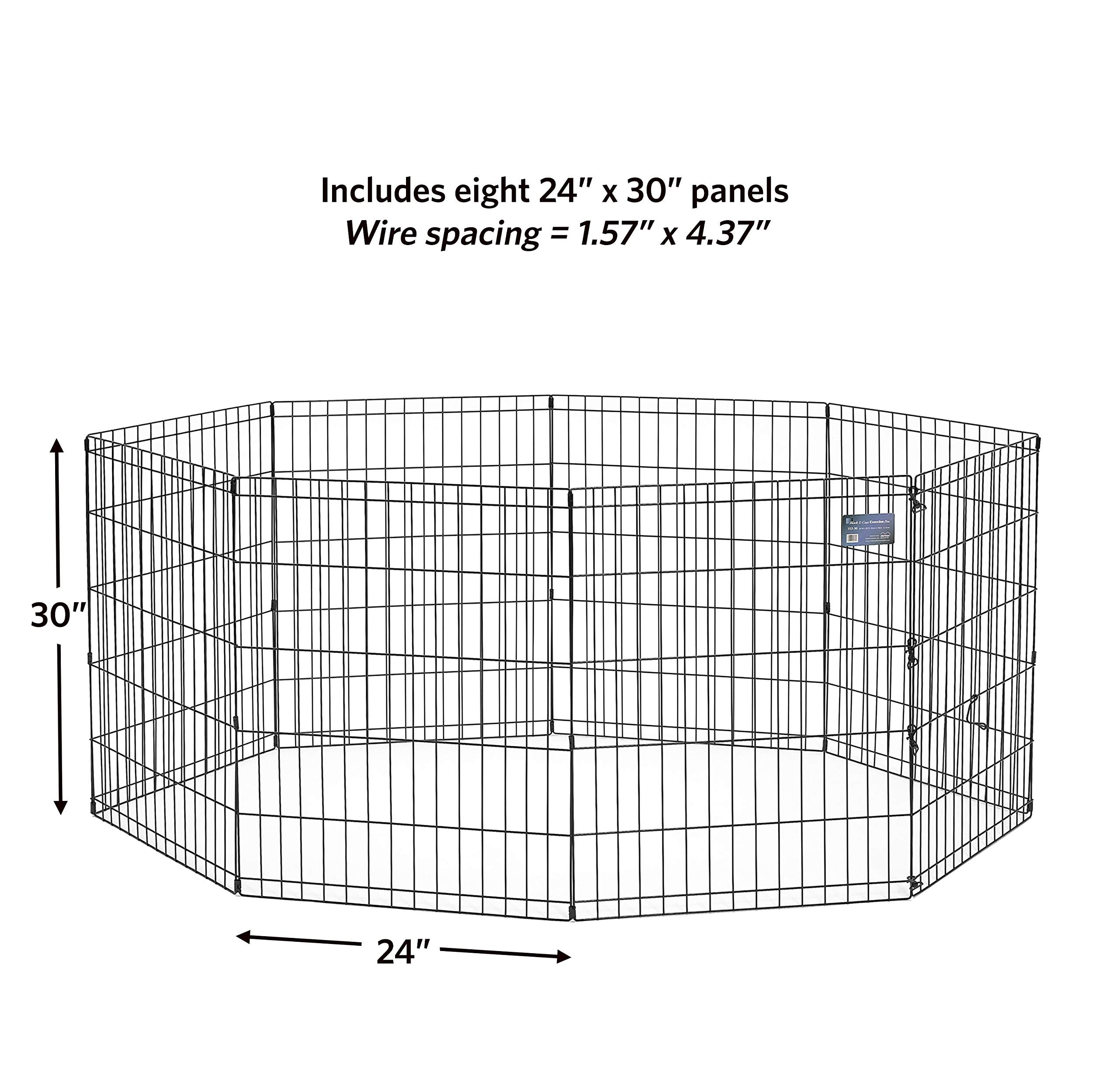 MidWest Homes for Pets 30-Inch Exercise Pen, for Indoor and Outdoor use, 16 Sq Feet of Play, Folding Dog Pen, No Door Design for Maximum Security, Easy to Set Up, Foldable Dog Playpen